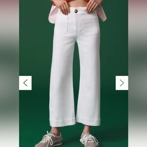 Anthropologie The Colette Crop Wide-Leg Jeans 32T White NWT